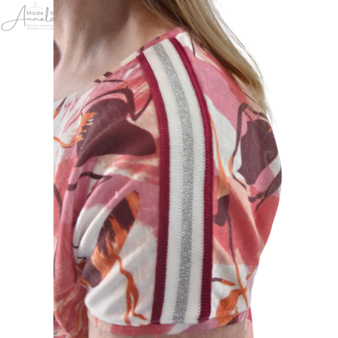 Z Enjoy Blouson bloemprint Pink bordeaux oranje